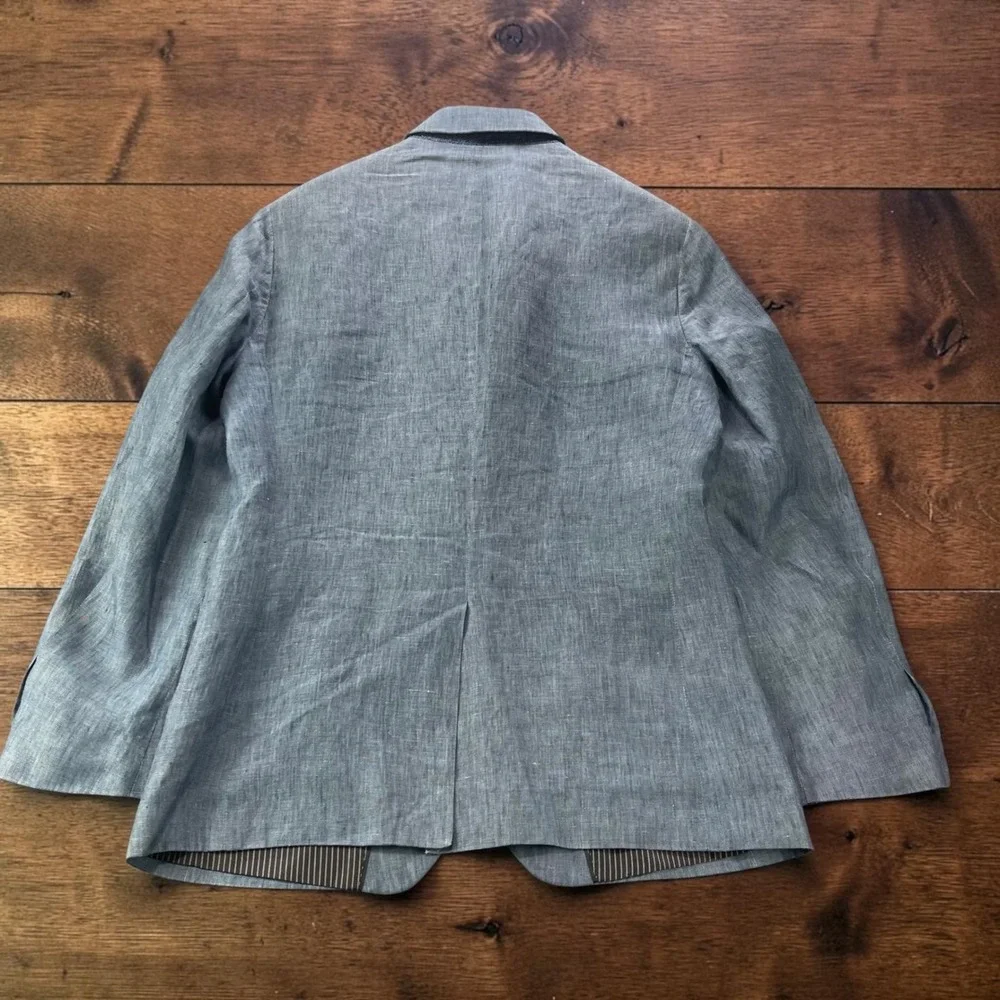 Banana Republic Slim Fit Linen Blazer Mens 40R Blue Chambray Sport Coat 2-Button